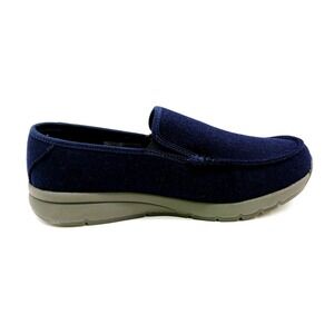 Lands End Shoes Mens Loafers Navy Blue Textile Cushioned Insole Comfort 10 EE